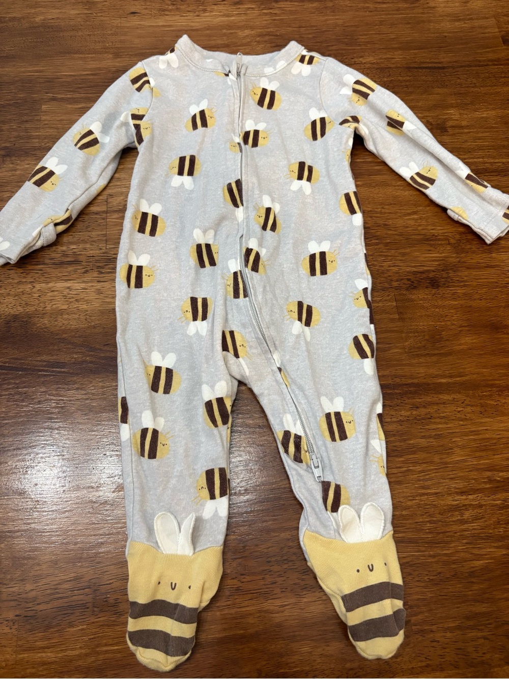 Old Navy Bee Print Two Way Zipper  Footed Pajamas